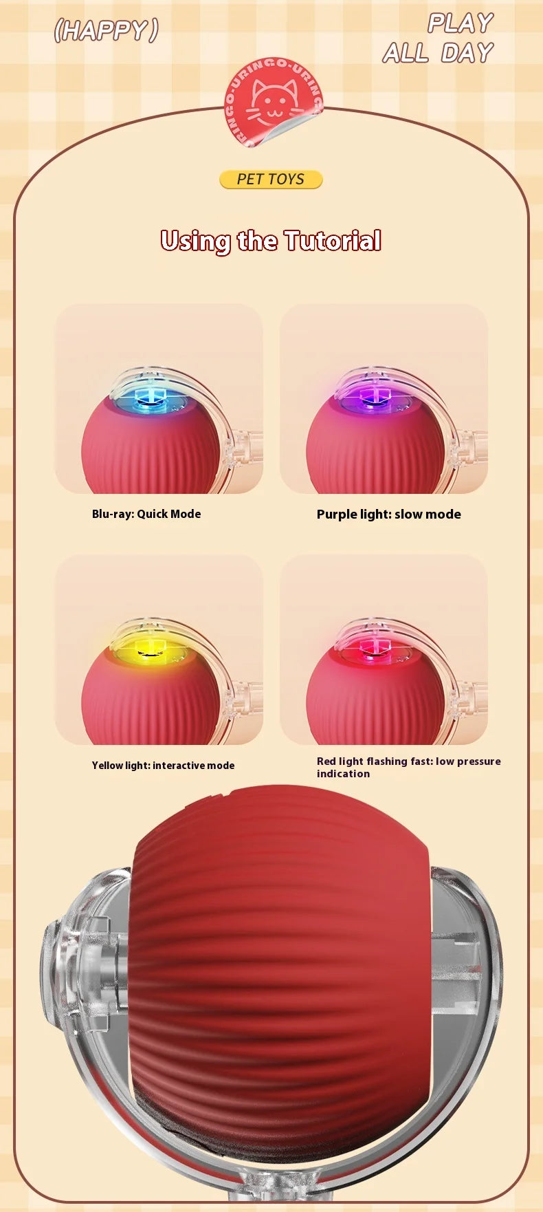 Smart Interactive Cat Toy – Cat Interactive Ball, Silicone, Rechargeable, Quiet, Automatic, for Indoor Cats